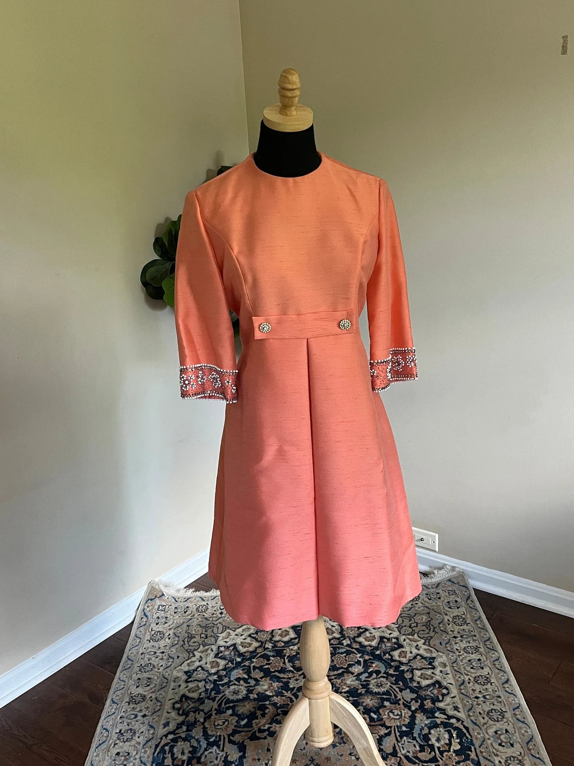 Flared-Hem Party Dress -Vintage 1960s Designer Cocktail Dress Mother of the Bride Dress