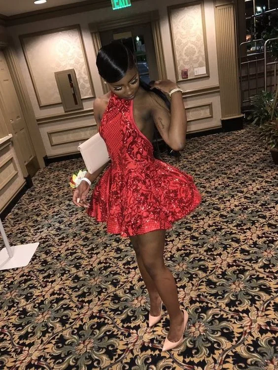 Leopard Party Dress -Backless Short Homecoming Dresses for Black Girls Sequins African Graduation Dress Mini Cocktail Party Dress c3304