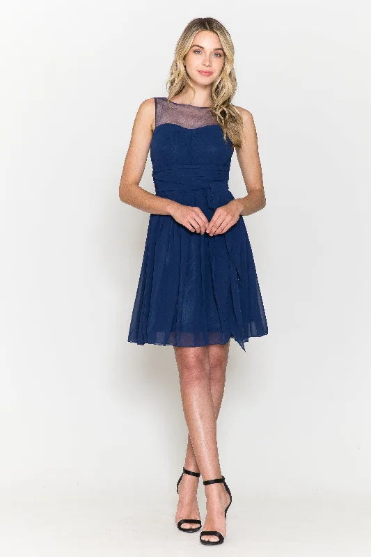 Fun-Trip Party Dress -Short Sleeveless Illusion Dress with Bow by Poly USA 7006