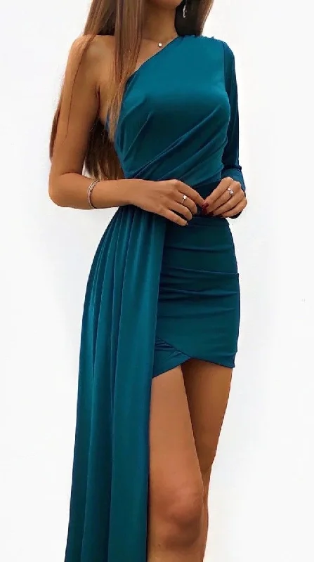 Bubble-Hem Party Dress -Sexy One Sleeve Party Dress,Cocktail Dress  cc628