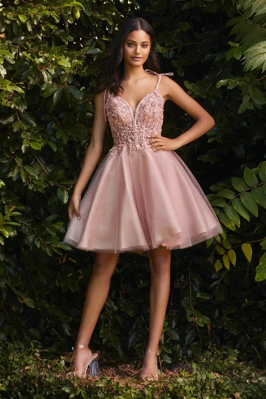 Short Applique Tulle Dress by Cinderella Divine CD0188