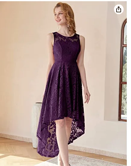 Casual-Meet Party Dress -Women's Vintage Floral Lace Sleeveless Hi-Lo Cocktail Formal Swing Dress Party Dress c2682