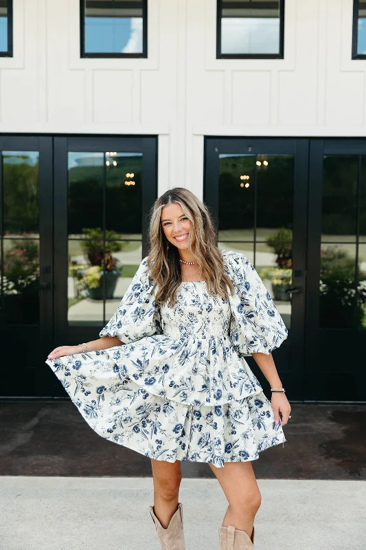 Mini Dresses in Solid Hues -Ashlyn Mini Dress - Navy