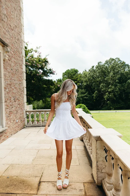 Mini Dresses with Pleated Tops -Confidence Is Key Mini Dress - White