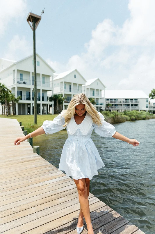 Mini Dresses in Dainty Patterns -Forget Me Not Mini Dress - Blue