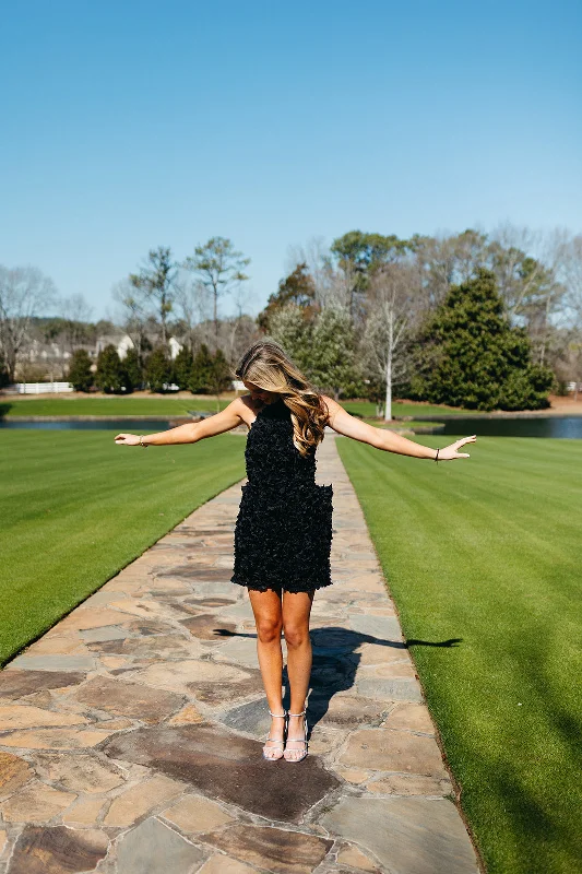 Mini Dresses for Patio Fun -Lady Bow Dress - Black