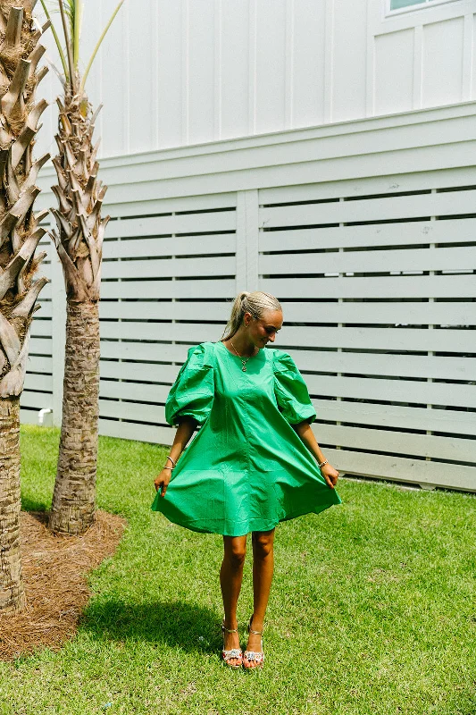 Mini Dresses with Pleated Sides -Look Good Mini Dress - Green