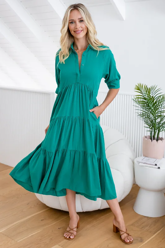 Mini Dresses in Elastic Materials -Loren Maxi Dress Green