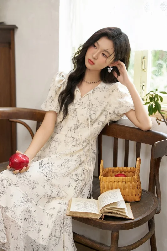 Mini Dresses in Bright Patterns -V-neck Floral Maxi Dress for Women