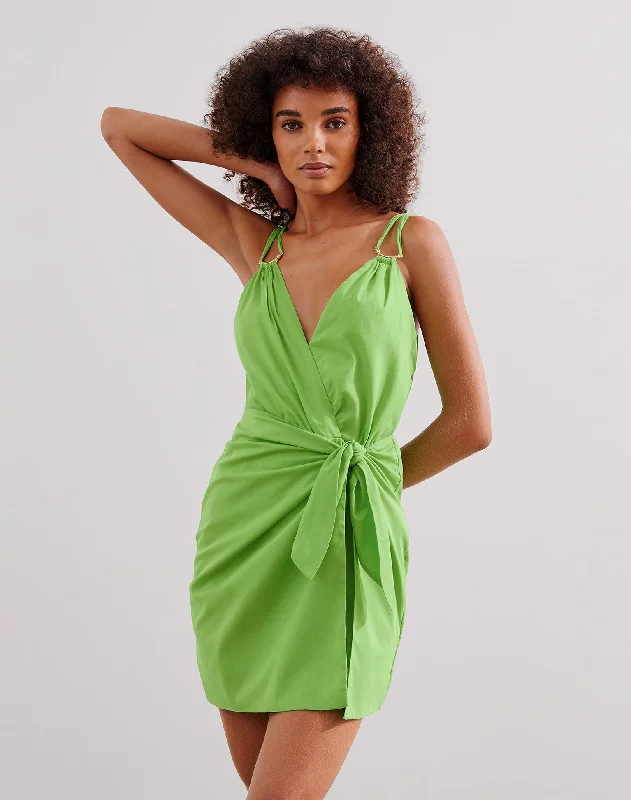 Mini Dresses for Friend Fun -Shiso Short Dress (exchange only) - Acid Green