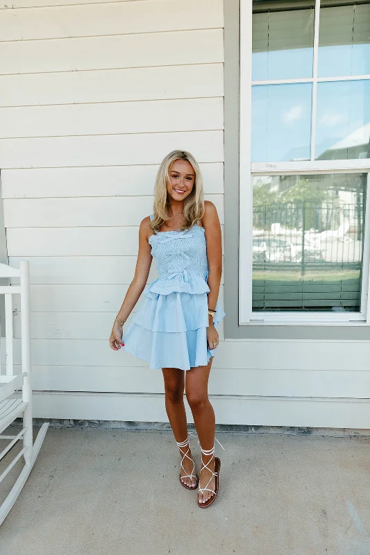 Mini Dresses for Park Evenings -Sure Of It Mini Dress - Blue