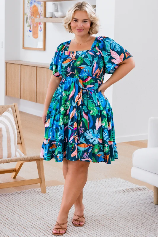 Mini Dresses for Brunch Parties -Tatum Dress Miami Print