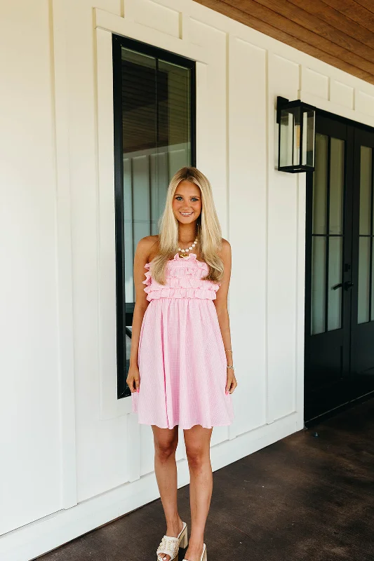 Mini Dresses with Square Necklines -What's New Mini Dress - Pink