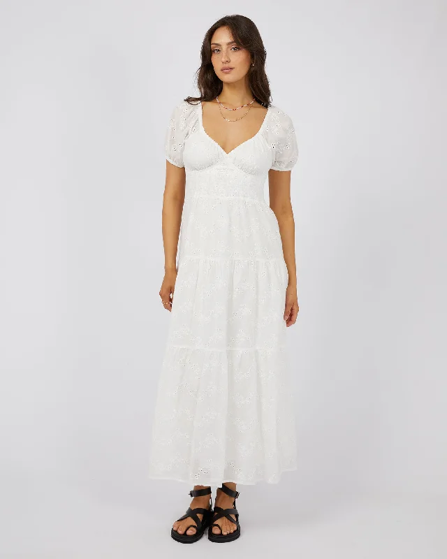 Maxi Dresses for Food Parties -All About Eve Sutton Broderie Maxi Dress Vintage White