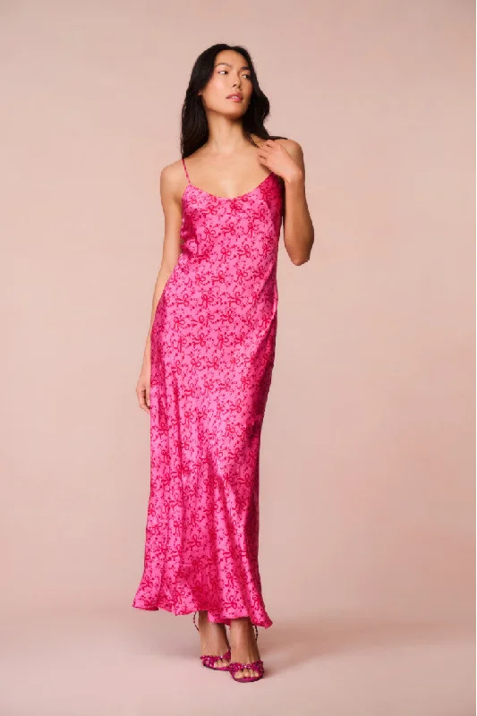 Animal-Print Maxi Dresses -Azalea Silk Bow-Printed Maxi Dress