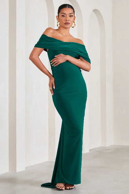 Side-Tie Maxi Dresses -Carmen | Bottle Green Bardot Maternity Maxi Dress