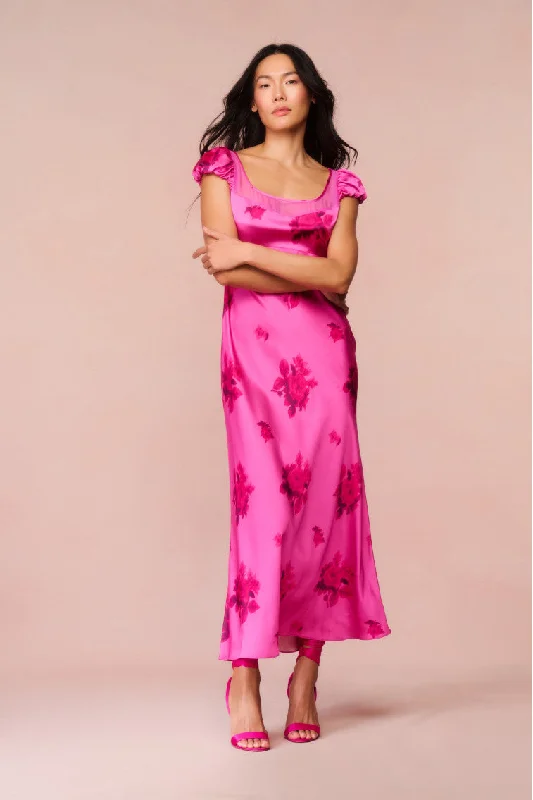 Light Cotton Maxi Dresses -Joelette Floral Satin Maxi Dress