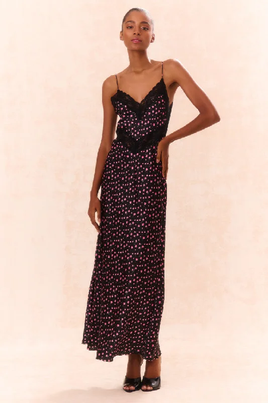 Side-Tie Maxi Dresses -Serita Silk Floral Maxi Dress