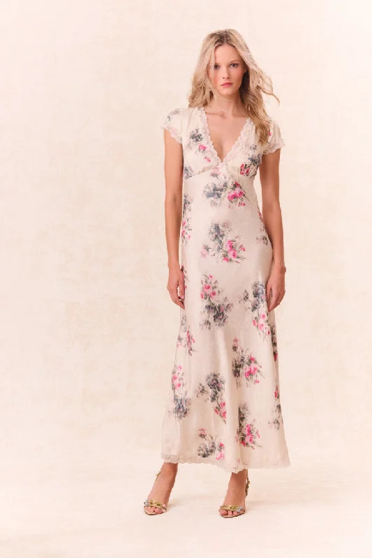 Maxi Dresses for Concerts -Theodore Printed Maxi Dress-FRENCH IVORY