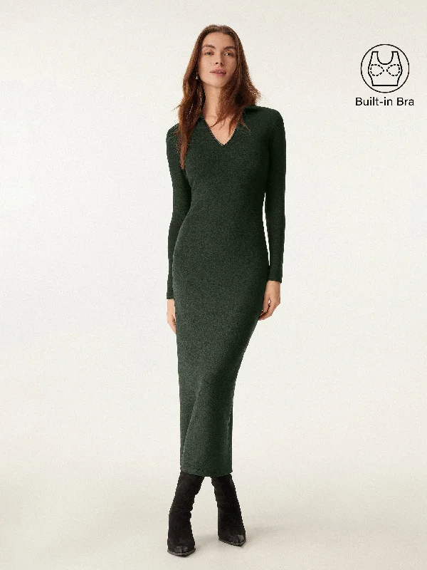 Midi Dresses for Fun Trips -Eco-Leather Trimmed Brami Midi Dress