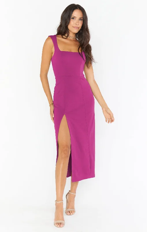 Midi Dresses for Fall Events -Eden Midi Dress ~ Fuchsia Rose Stretch Crepe