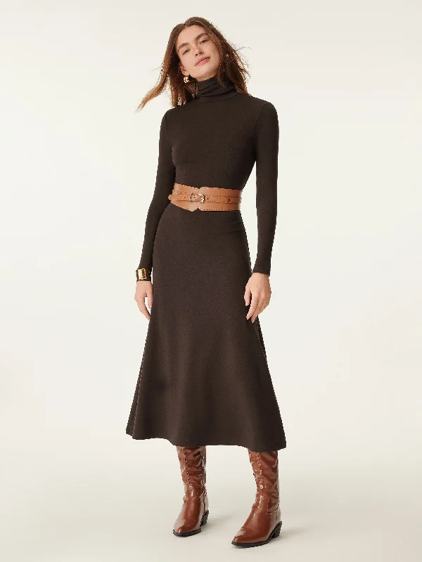 Midi Dresses with Open Front -Heat-Tech Turtleneck Midi Dress