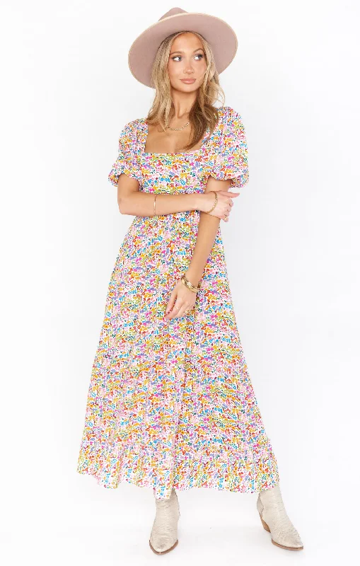 Navy Midi Dresses for Night -Linds Midi Dress ~ Rainbow Fields