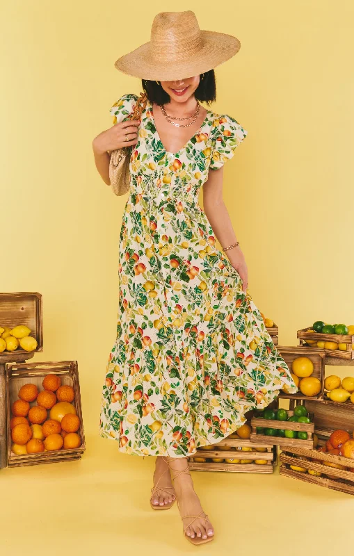 Midi Dresses for Friend Chill -Lunch Date Midi Dress ~ Citrus in Georgia