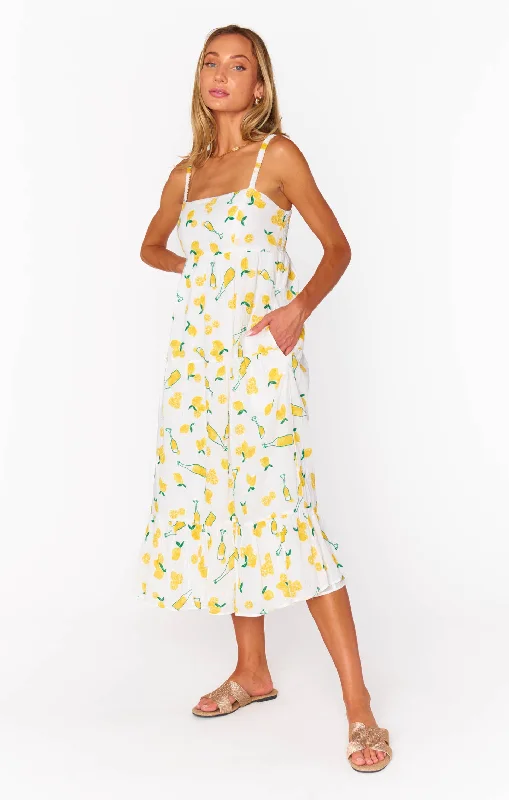 Midi Dresses for Patio Dates -Summer Fling Midi Dress ~ Limoncello Embroidery