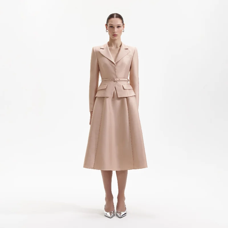 Midi Dresses in Earth Tones -Tailored Taffeta Midi Dress